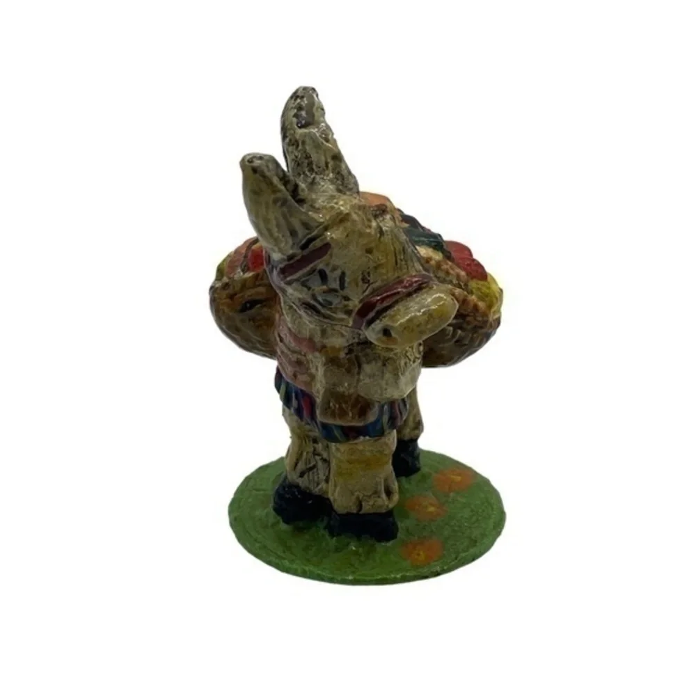 Vintage Greek Donkey Carrying Fruit Ceramic Figurine